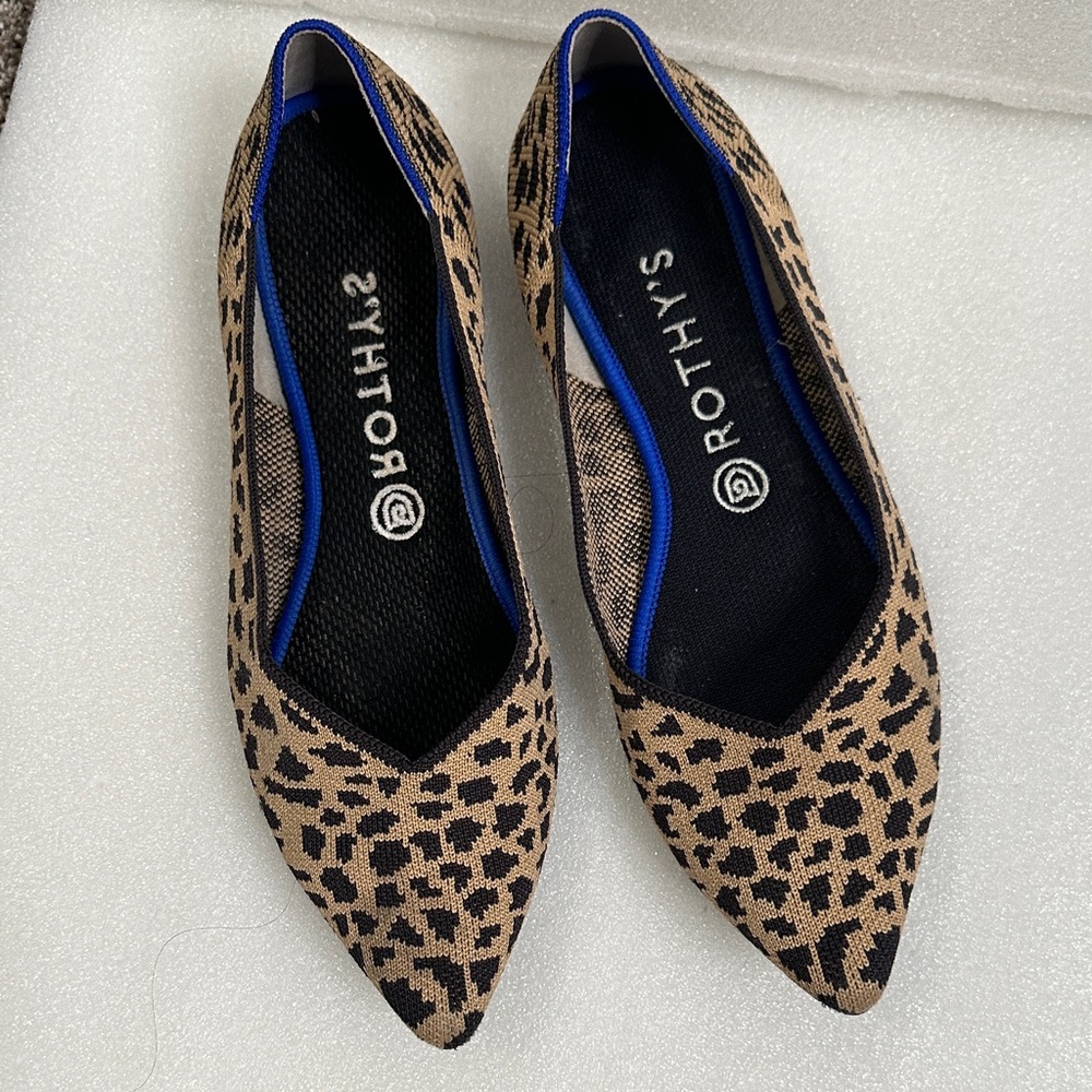 Rothy's Tan and Black leopard print Flats size 10 comfy, all - day wear
